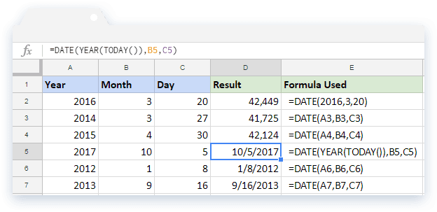 Google Sheets Date Picker Formula Example